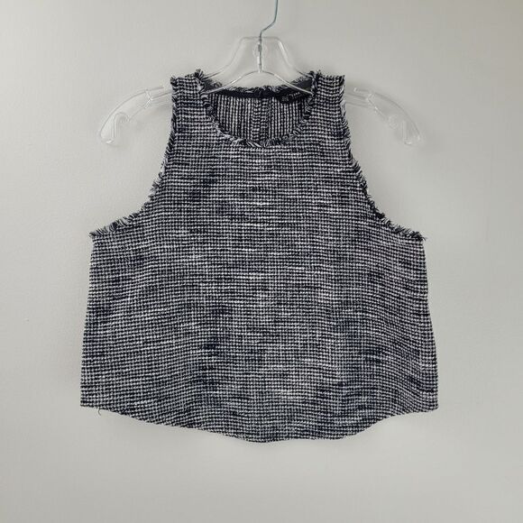 ZARA tweed blue white racerback tank top - Picture 3 of 10